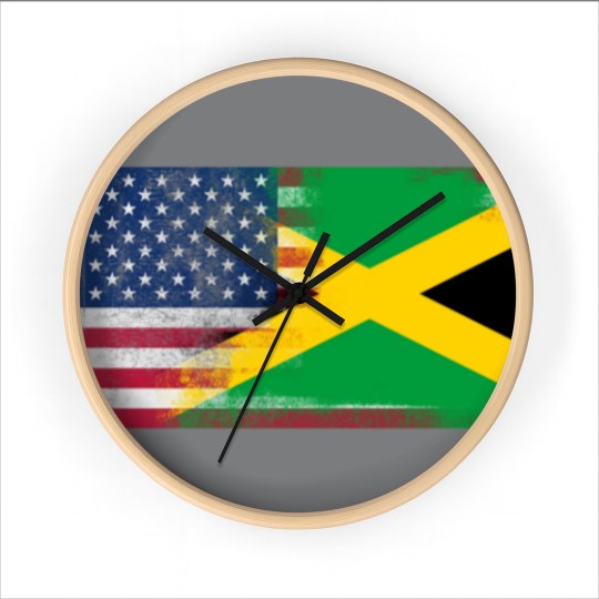 Discover Jamaican American Half Jamaica Half America Flag Wall Clocks