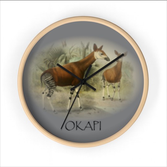 Discover Okapi Mom And Baby Zebra Giraffe Wild Forest Lover Wall Clocks