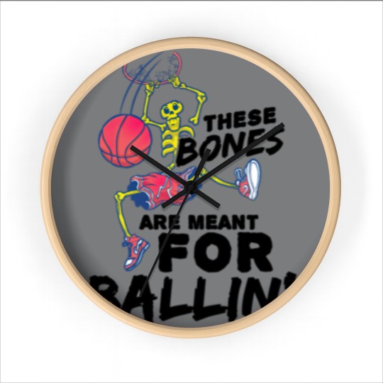 Discover Halloween basketball skeleton Wall Clocks