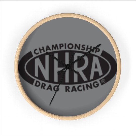 Discover Championship Drag Racing black oval logo Wall Clocks