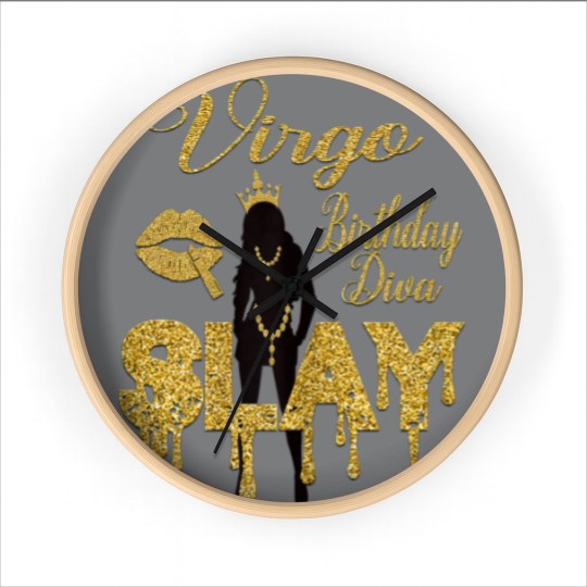 Discover Virgo Girl Birthday Diva Slay Zodiac Virgo Queen Lip Wall Clocks