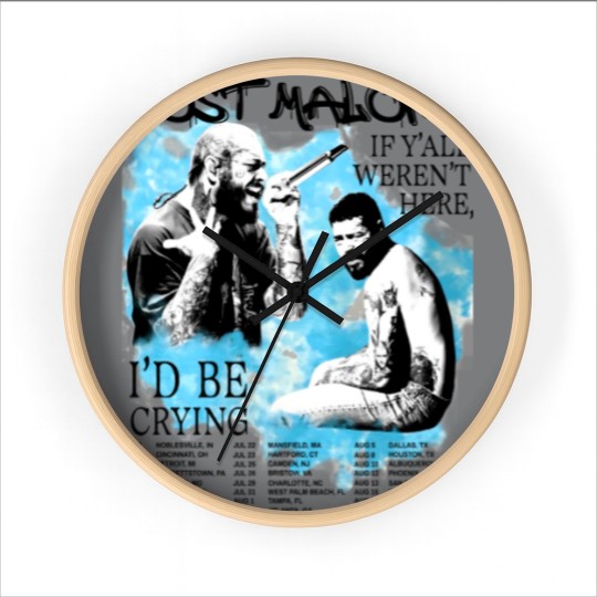 Discover Vintage Post Malone 2023 Tour Wall Clocks, Post Malone Fan Wall Clocks