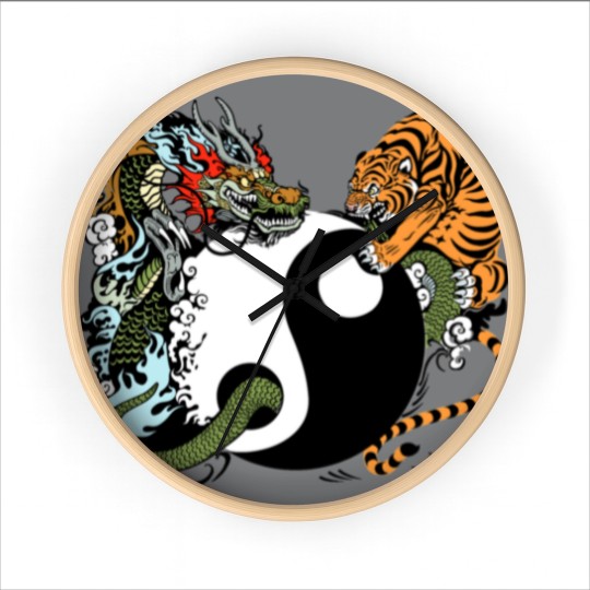 Discover dragon and tiger yin yang symbol Wall Clocks