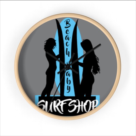 Discover Surfing Beach Baby Surf Shop Surf Board Classic Wall Clocks