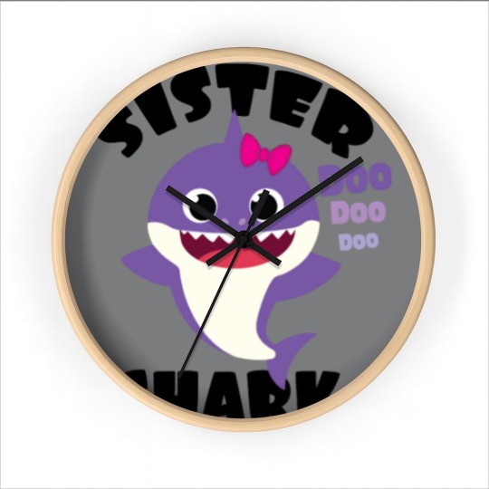 Discover Sister Shark Gift Cute Baby Shark Matching Family Wall Clocks