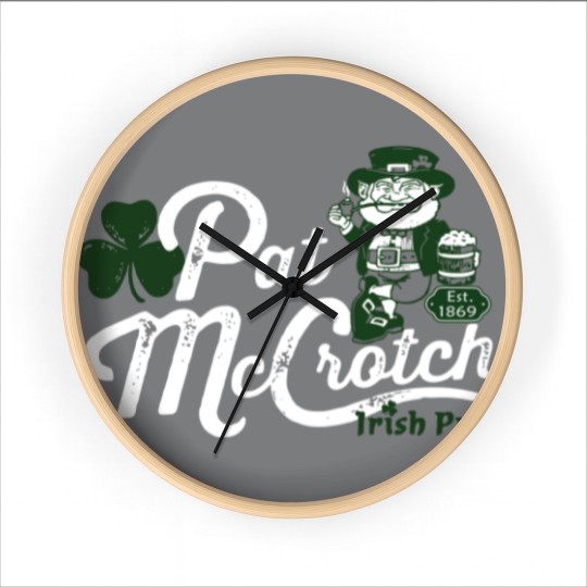 Discover Pats Mccrotch Irish Pub Leprechaun Funny St Patricks Day Wall Clocks