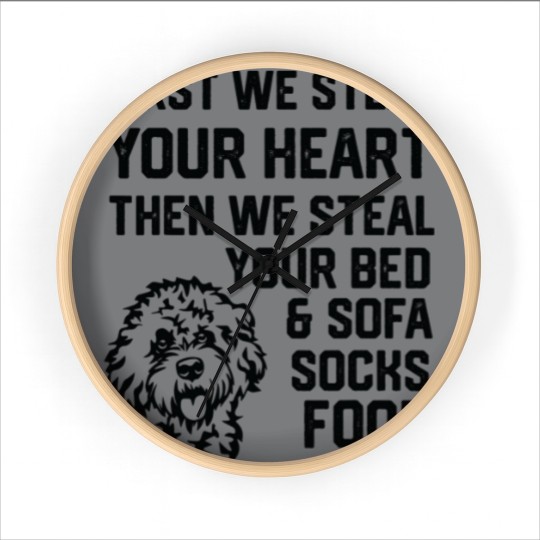 Discover Cockapoo Steal Your Heart Steal Your Bed and Sofa socks food 2 Wall Clocks