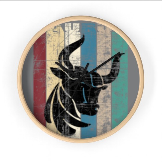 Discover Taurus Vintage Taurus Gift Idea Retro Distressed Wall Clocks