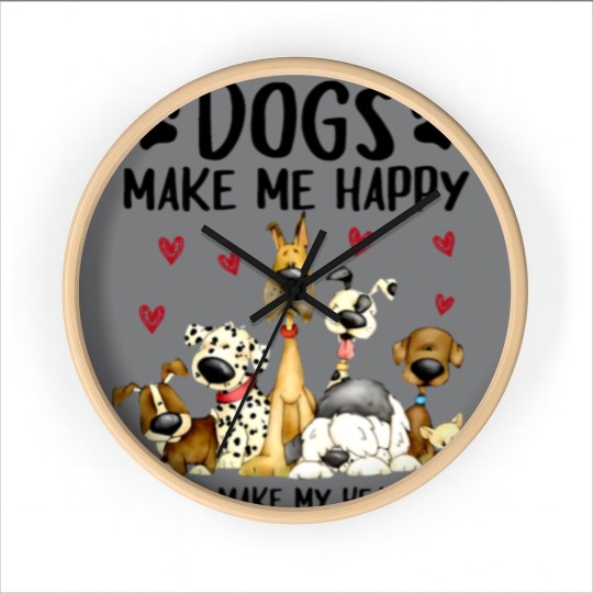Discover dogs make me happy humans make my head hurt Wall Clocks