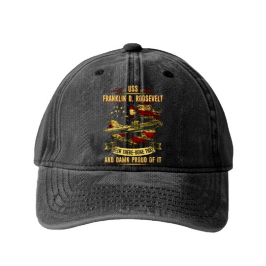 Discover Uss Franklin D Roosevelt (Cv-42) Washed Denim Baseball Caps