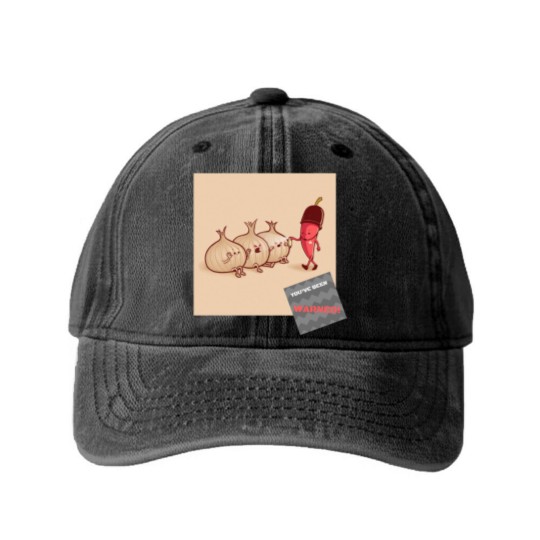 Discover pepper spray man gets his onions.. Washed Denim Baseball Caps