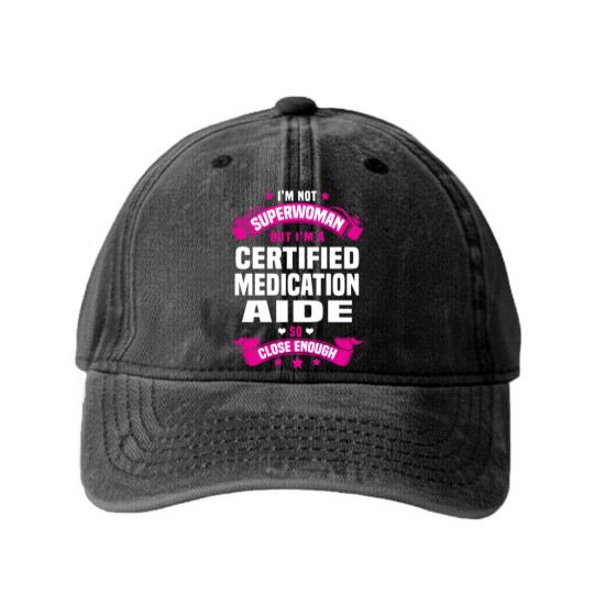 Discover Certified Medication Aide Washed Denim Baseball Caps