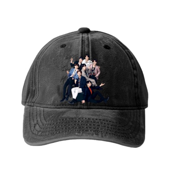 Discover Bts Washed Denim Baseball Caps, Bts Sign Washed Denim Baseball Caps, BTS Group Washed Denim Baseball Caps