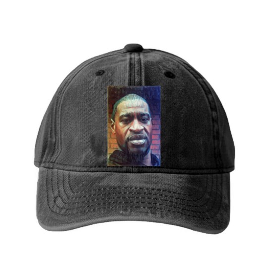 Discover George Floyd - Painting - George Floyd - Washed Denim Baseball Caps