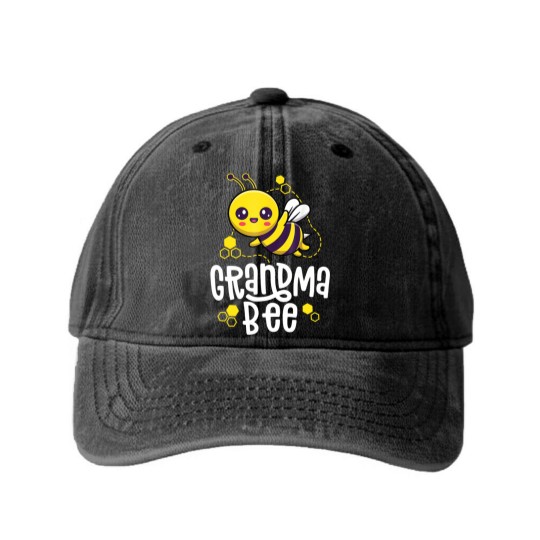 Discover Family Bee Grandma Birthday First Bee Day Outfit Washed Denim Baseball Caps