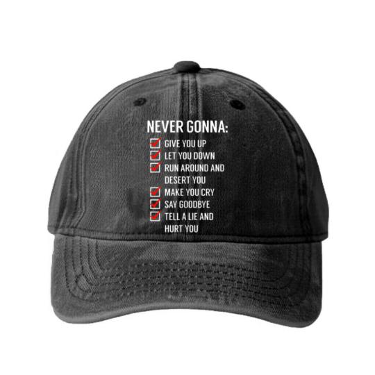 Discover Rick Astley - Never gonna give you Up Washed Denim Baseball Caps