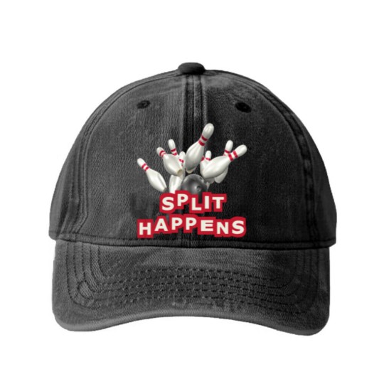 Discover Bowling Split Happens Washed Denim Baseball Caps