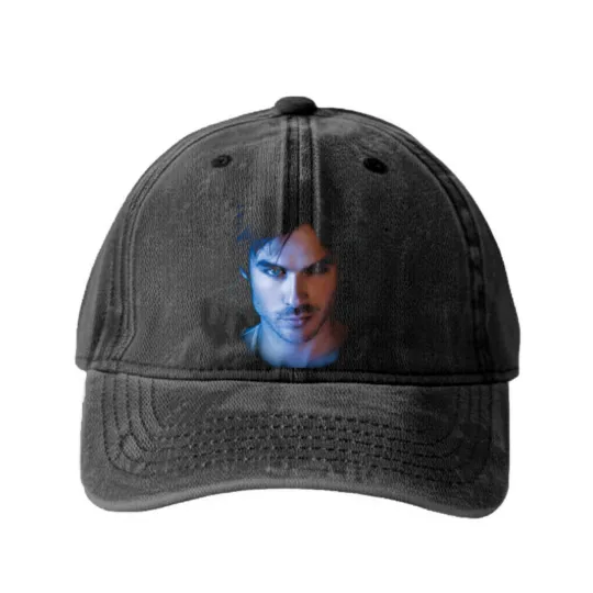 Discover The Vampire Diaries Damon birthday chirstmas Washed Denim Baseball Caps