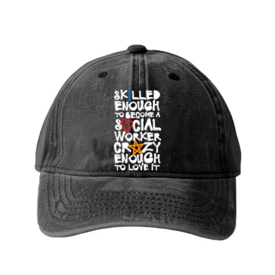 Discover Skilled Social Worker Washed Denim Baseball Caps
