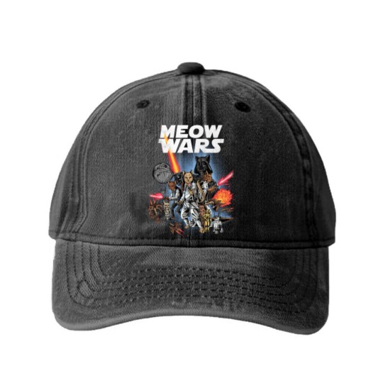 Discover Cat Meow Wars Cat Wars Cat Washed Denim Baseball Caps