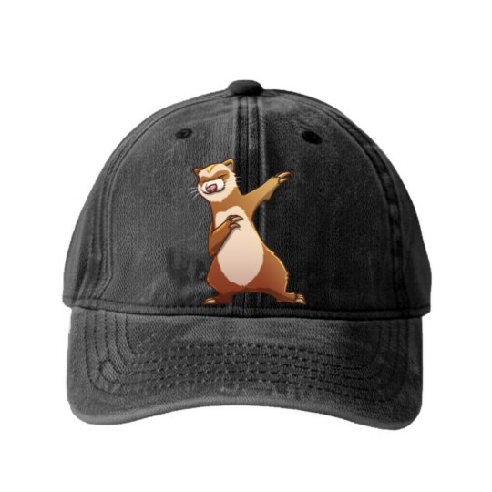 Discover Ferret Gift For Kids Men Women Dabbing Dance Hip-hop Washed Denim Baseball Caps