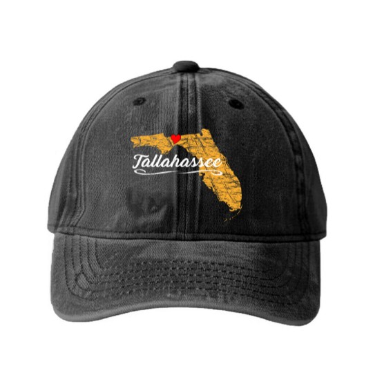 Discover City of Tallahassee Florida | Vacation Souvenir - Graphic Washed Denim Baseball Caps