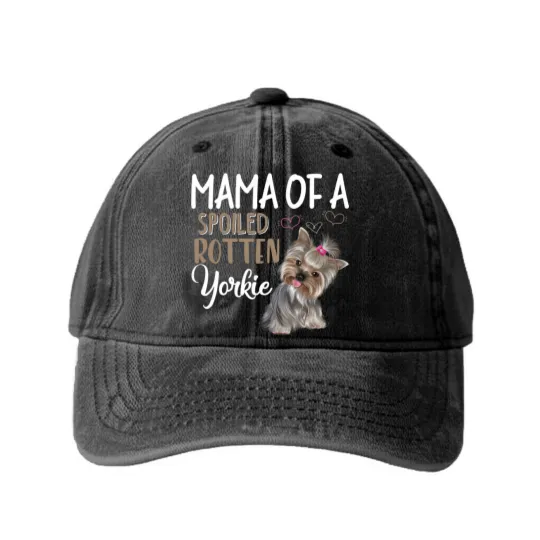 Discover Yorkie Dog Washed Denim Baseball Caps - Yorkie Mom, Dog Lover Gift Washed Denim Baseball Caps