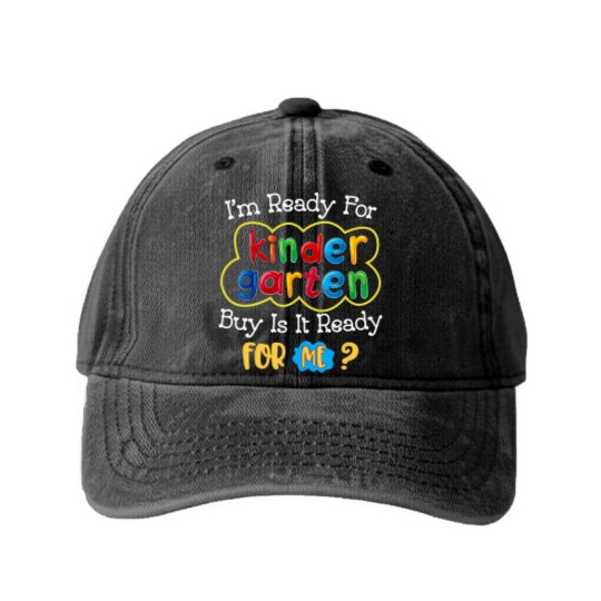 Discover Kids First Day Of Kindergarten Funny Back To School Washed Denim Baseball Caps