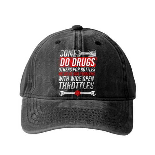 Discover Wide Open Throttle Washed Denim Baseball Caps - Car or Truck Racing Washed Denim Baseball Caps