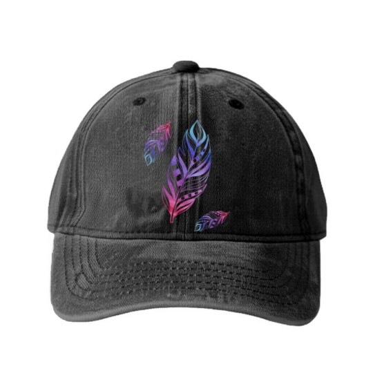 Discover Colorful Feathers Indian Heritage Native American Washed Denim Baseball Caps