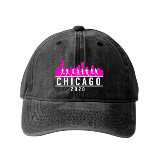 Discover Chicago Skyline Runners Washed Denim Baseball Caps
