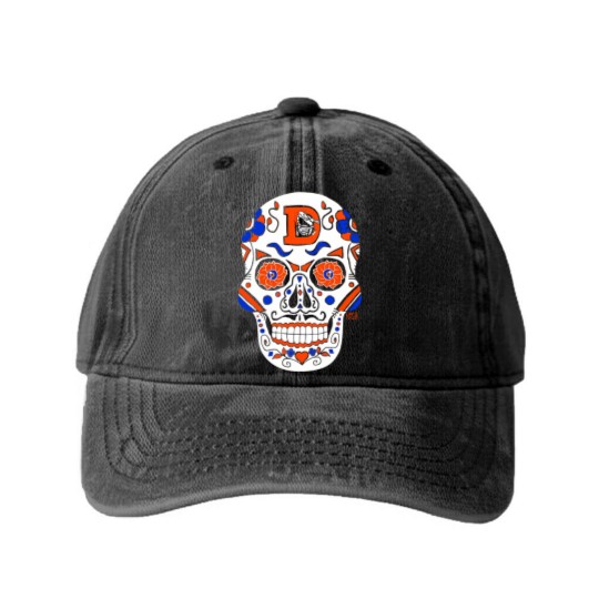 Discover America's Finest Apparel Denver Sugar Skull - Men's Washed Denim Baseball Caps