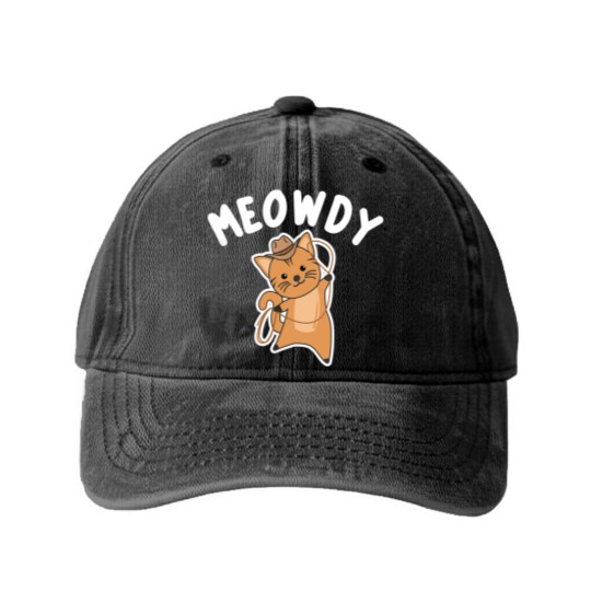 Discover Cowboy Cat Washed Denim Baseball Caps Meowdy Howdy Cat Cowboy With Lasso Cute Cats