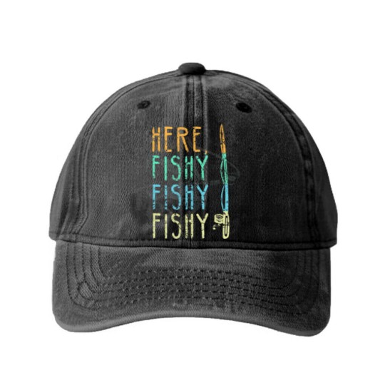 Discover Here Fishy Fishy Fishy Washed Denim Baseball Caps