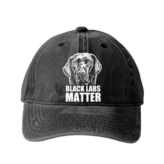 Discover Black Labs Matter Funny Dog Animal Lover Washed Denim Baseball Caps
