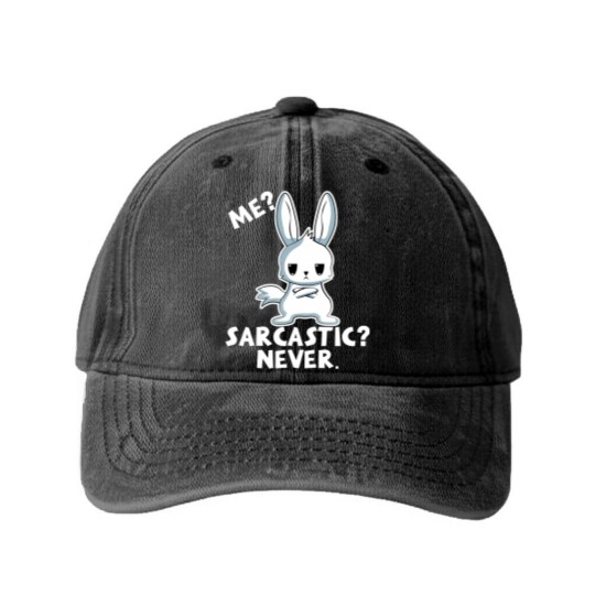 Discover Funny Bunny Me Sarcastic Never Rabbit Gift Washed Denim Baseball Caps
