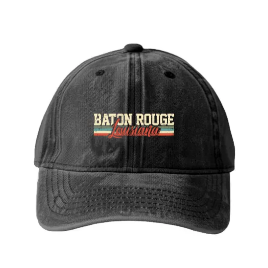 Discover Baton Rouge Louisiana Vintage Gift Washed Denim Baseball Caps