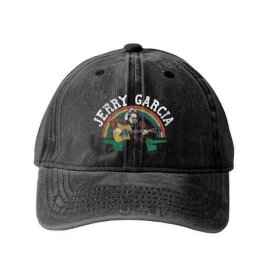 Discover Jerry Garcia Band Jerry & Guitar Vintage Style Adult Short Sleeve Washed Denim Baseball Caps Graphic Tees