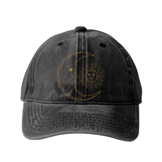 Discover Moon and Sun Washed Denim Baseball Caps