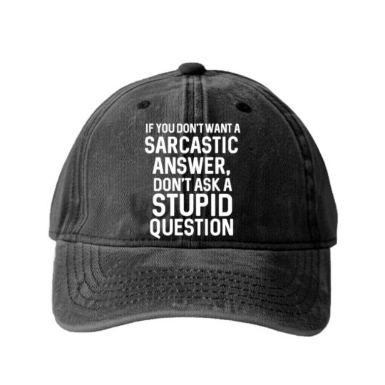 Discover Awesome Sarcastic 'Don'T Ask A Stupid Question' Ch Washed Denim Baseball Caps