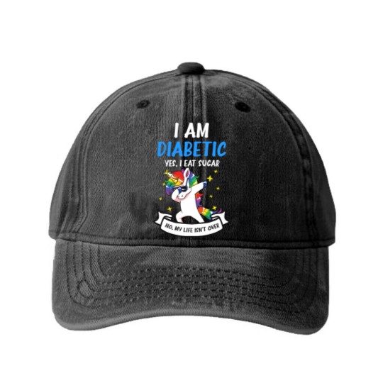 Discover Type 1 Diabetes Washed Denim Baseball Caps | Yes I Eat Sugar No Life Not Over - Type 1 Diabetes - Washed Denim Baseball Caps