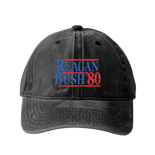 Discover Vintage Ronald Reagan George Bush 1980 Washed Denim Baseball Caps