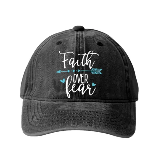 Discover Faith Over Fear - Faith Over Fear Apparel Washed Denim Baseball Caps