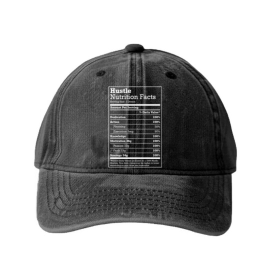Discover Hustle meme Washed Denim Baseball Caps Hustle Nutrition Facts