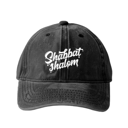 Discover Shabbat Shalom Drip - Sabbath - Washed Denim Baseball Caps
