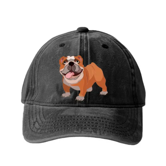 Discover Happy bulldog Washed Denim Baseball Caps