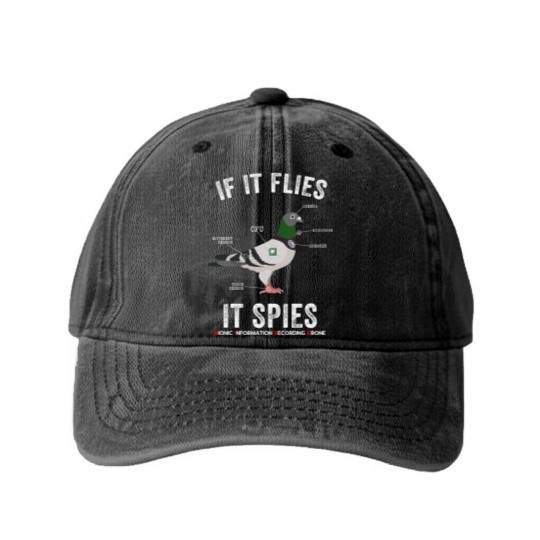 Discover If It Flies It Spies Birds Are Not Real Funny Drone Conspiracy Theory - Birds Arent Real - Washed Denim Baseball Caps
