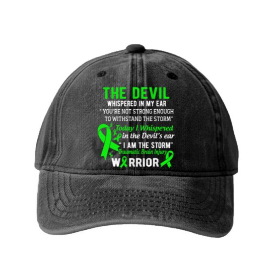 Discover I Am The Storm Traumatic Brain Injury Warrior Washed Denim Baseball Caps