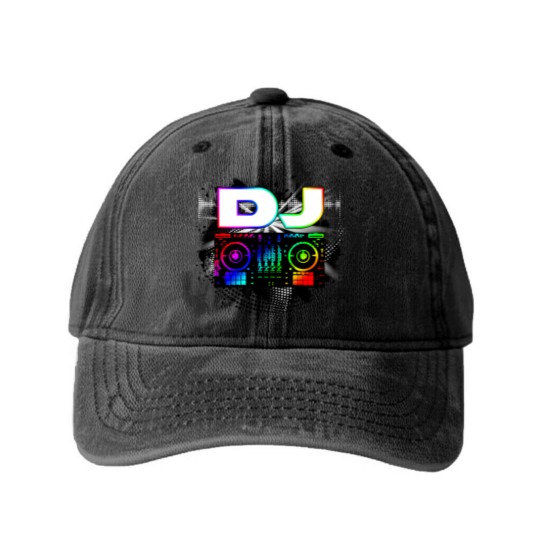 Discover Dj Music Lover Music Player Sound Cool Funny Gift Washed Denim Baseball Caps