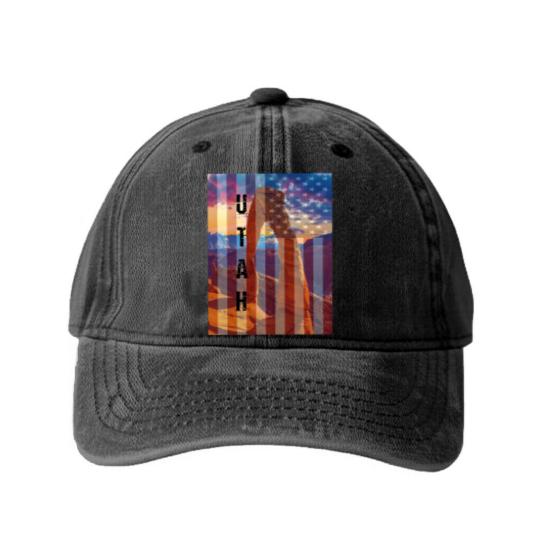 Discover Utah American Flag Washed Denim Baseball Caps